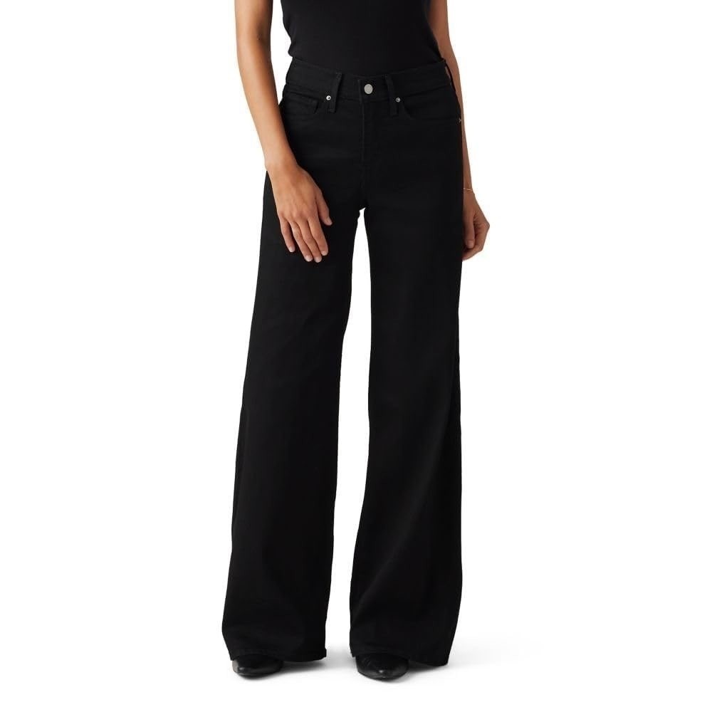 NWT Levi's 318 Shaping Wide Leg Jeans Black Tummy Control Mid Rise 33x32 - Picture 1 of 9